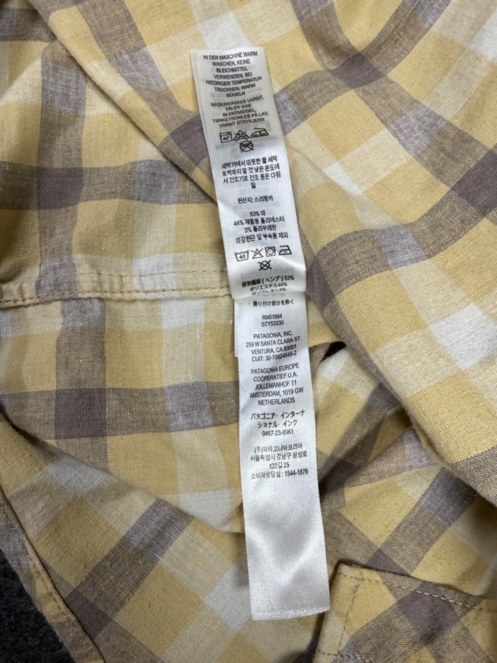 Patagonia Yellow and Gray Plaid Western Shirt - Picture 7 of 8